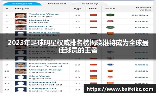 2023年足球明星权威排名榜揭晓谁将成为全球最佳球员的王者